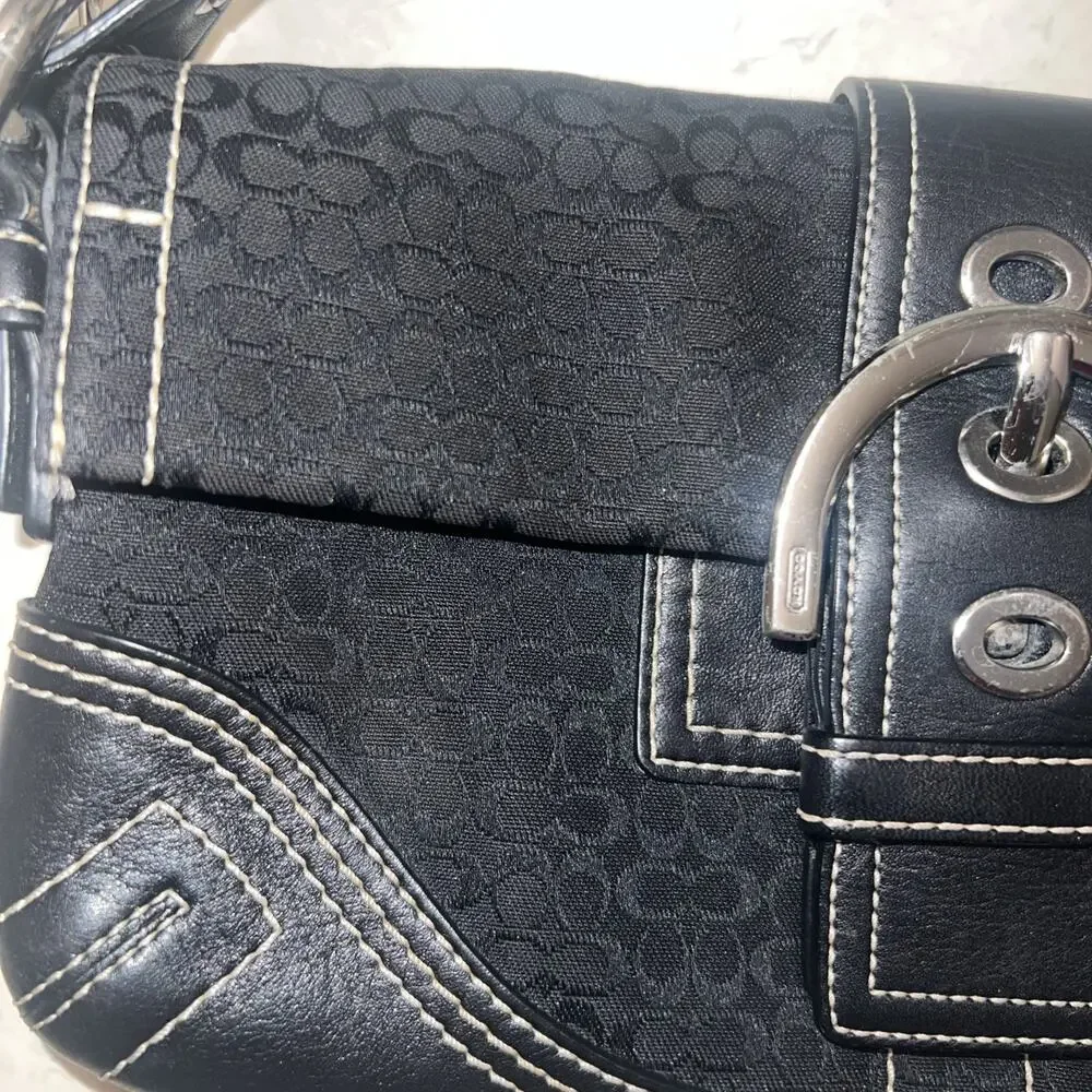 COACH y2k belt soho black leather shoulder bag canvas signature Accessory pouch